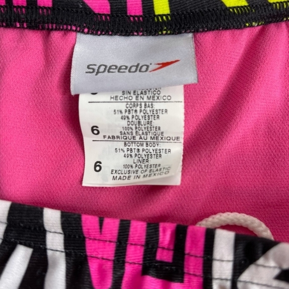 Speedo 2 Piece Swimsuit Neon Pink Yellow Black - Picture 2 of 7